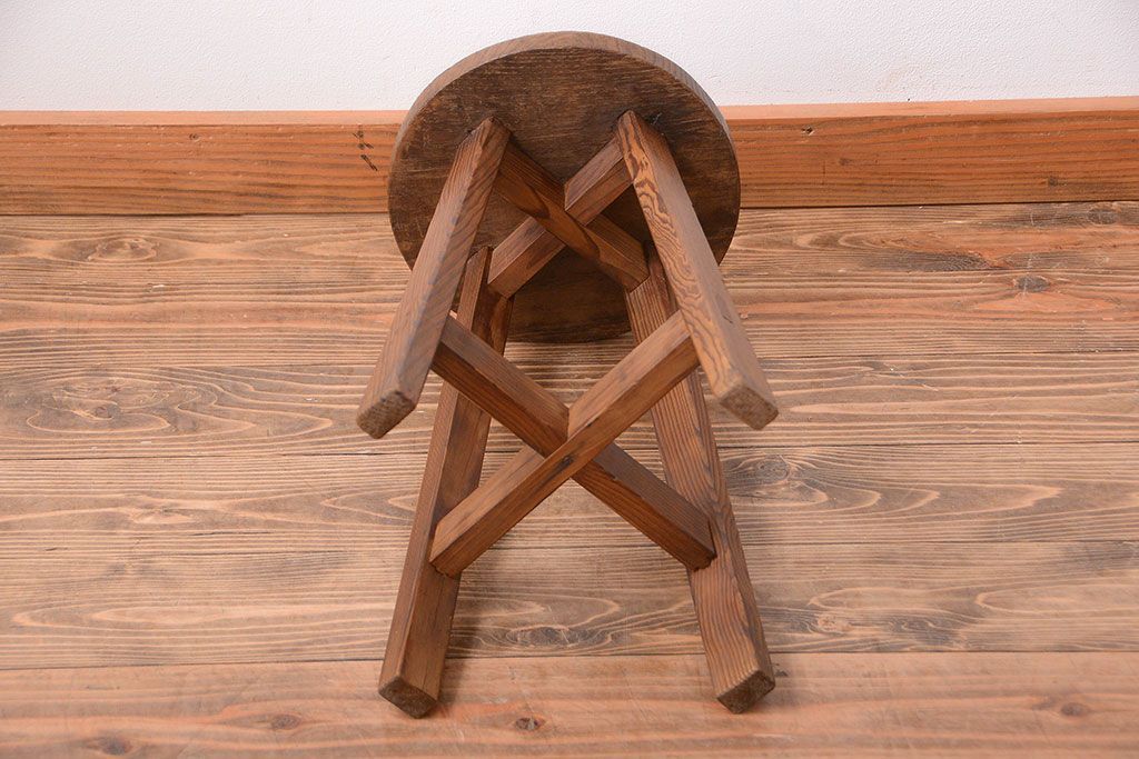 アンティーク家具　和製アンティーク　古い木のシンプルなスツール