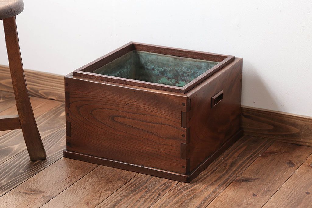 786『木製 空箱（長方形 紐付き）』紫　/骨董品 古美術 古道具 アンティーク 786『木製 空箱（長方形 紐付き）』紫 /骨董品 古美術 古道具