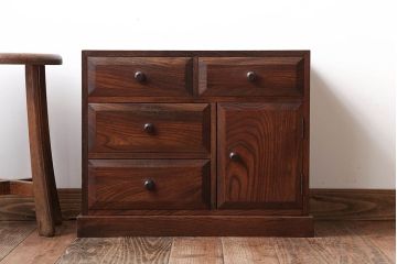 中古　九州民芸家具　高級品!三方欅材の小引き出し