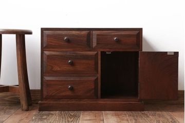 中古　九州民芸家具　高級品!三方欅材の小引き出し
