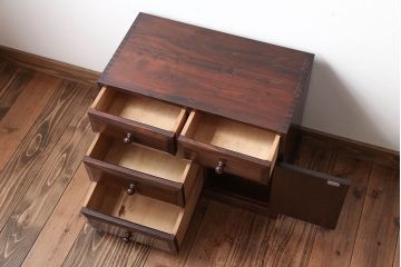 中古　九州民芸家具　高級品!三方欅材の小引き出し