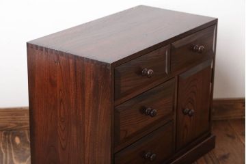 中古　九州民芸家具　高級品!三方欅材の小引き出し