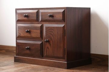 中古　九州民芸家具　高級品!三方欅材の小引き出し