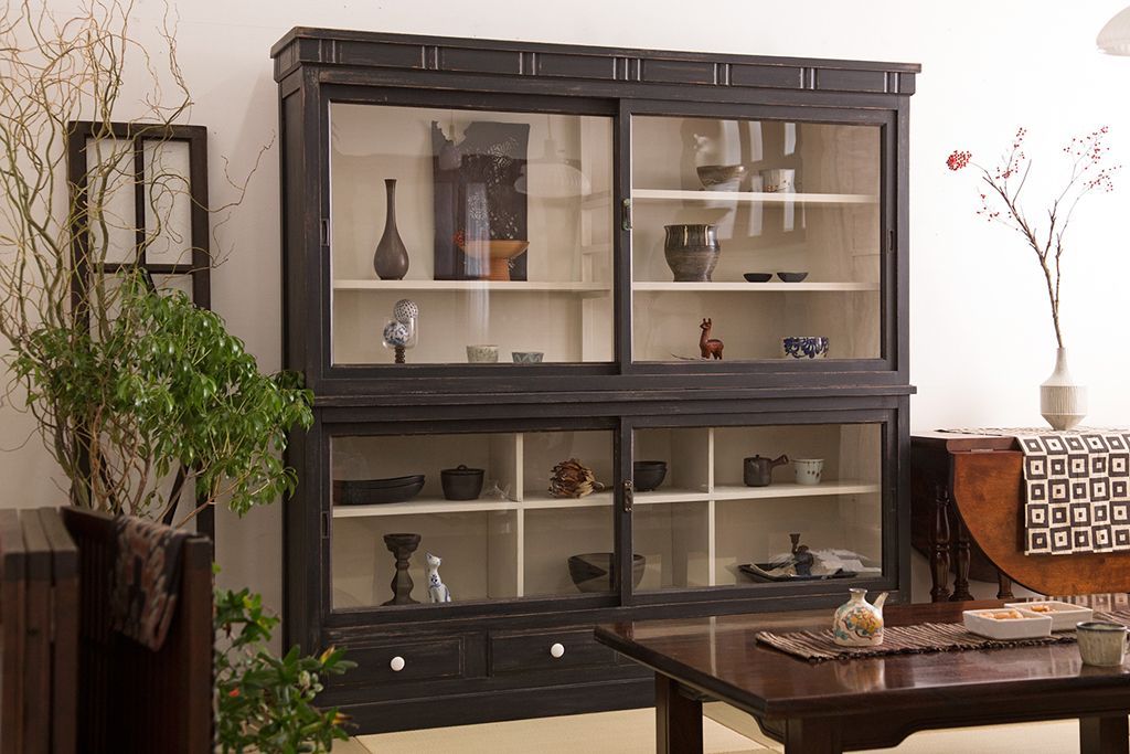 アンティーク家具　アンティークペイント　おしゃれで大きな重ね収納棚