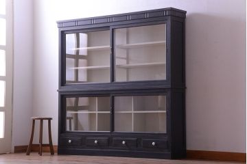 アンティーク家具　アンティークペイント　おしゃれで大きな重ね収納棚