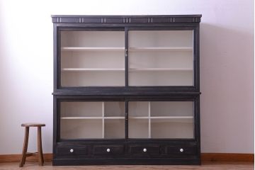 アンティーク家具　アンティークペイント　おしゃれで大きな重ね収納棚
