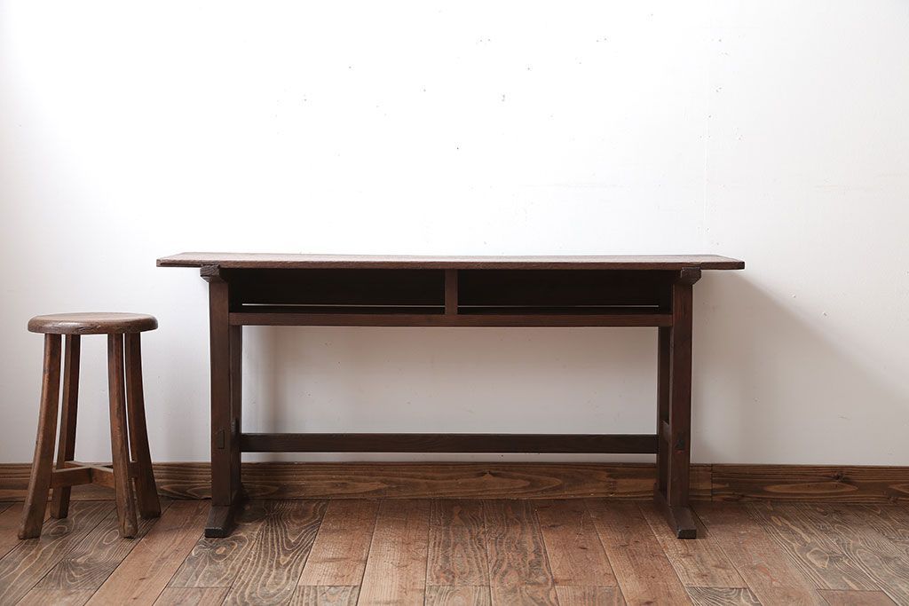 レトロ家具　和製アンティーク　古い学校のレトロな横長テーブル(作業台)