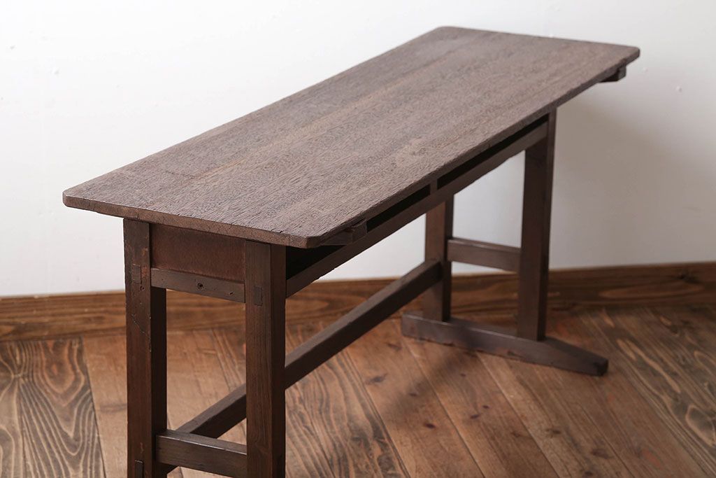レトロ家具　和製アンティーク　古い学校のレトロな横長テーブル(作業台)