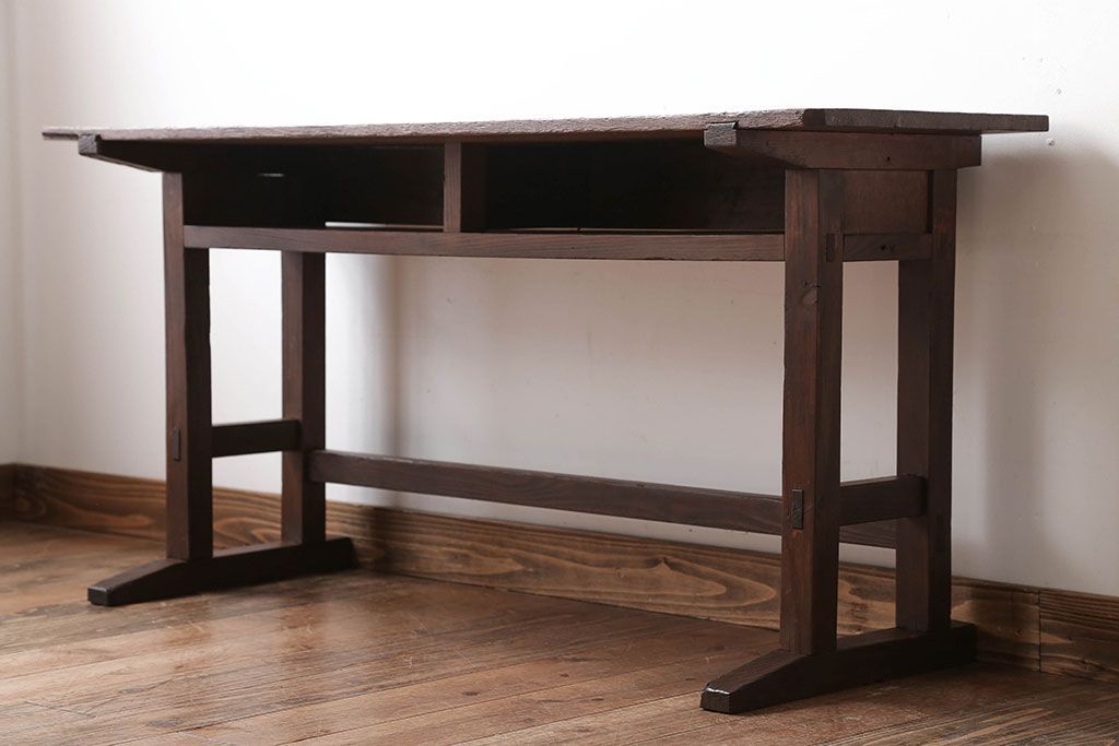 レトロ家具　和製アンティーク　古い学校のレトロな横長テーブル(作業台)