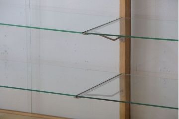 レトロ家具　昭和レトロ　古いナラ材の脚付き特大ガラスケース(ショーケース)(1)