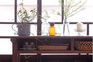 レトロ家具　和製アンティーク　古い学校のレトロな横長テーブル(作業台)(2)