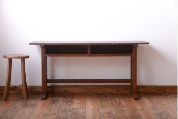 レトロ家具　和製アンティーク　古い学校のレトロな横長テーブル(作業台)(2)