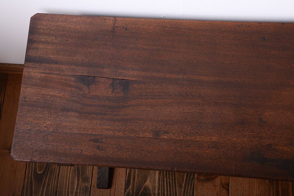 レトロ家具　和製アンティーク　古い学校のレトロな横長テーブル(作業台)(2)