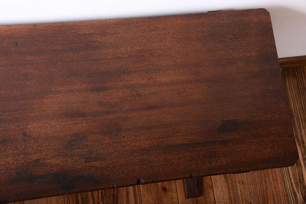 レトロ家具　和製アンティーク　古い学校のレトロな横長テーブル(作業台)(2)