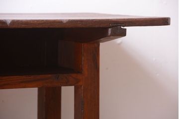 レトロ家具　和製アンティーク　古い学校のレトロな横長テーブル(作業台)(2)