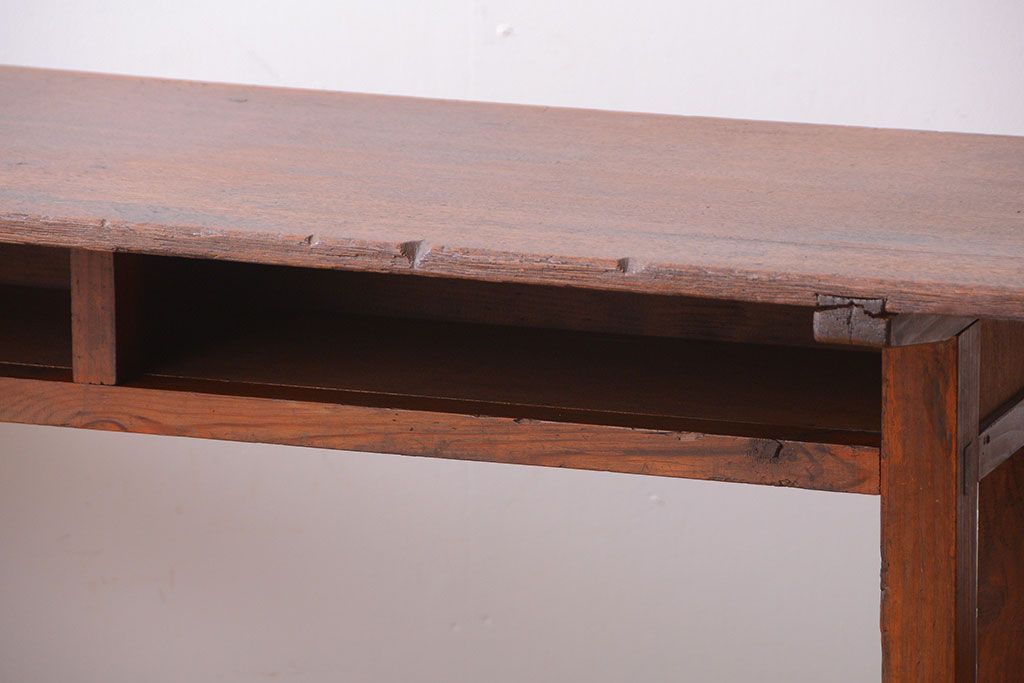 レトロ家具　和製アンティーク　古い学校のレトロな横長テーブル(作業台)(2)