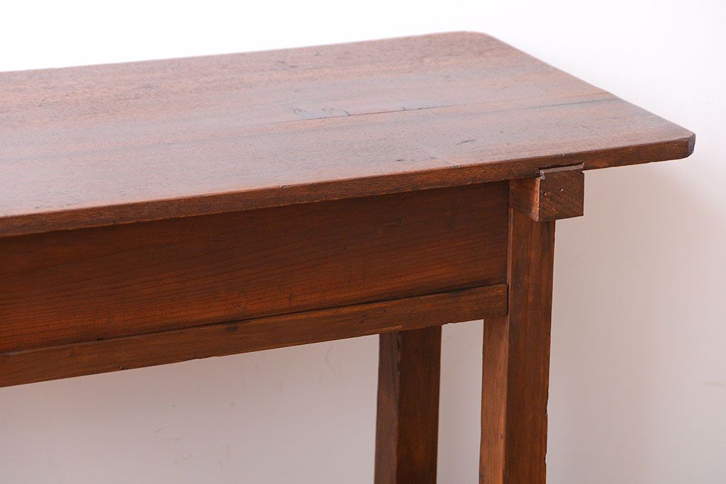 レトロ家具　和製アンティーク　古い学校のレトロな横長テーブル(作業台)(2)