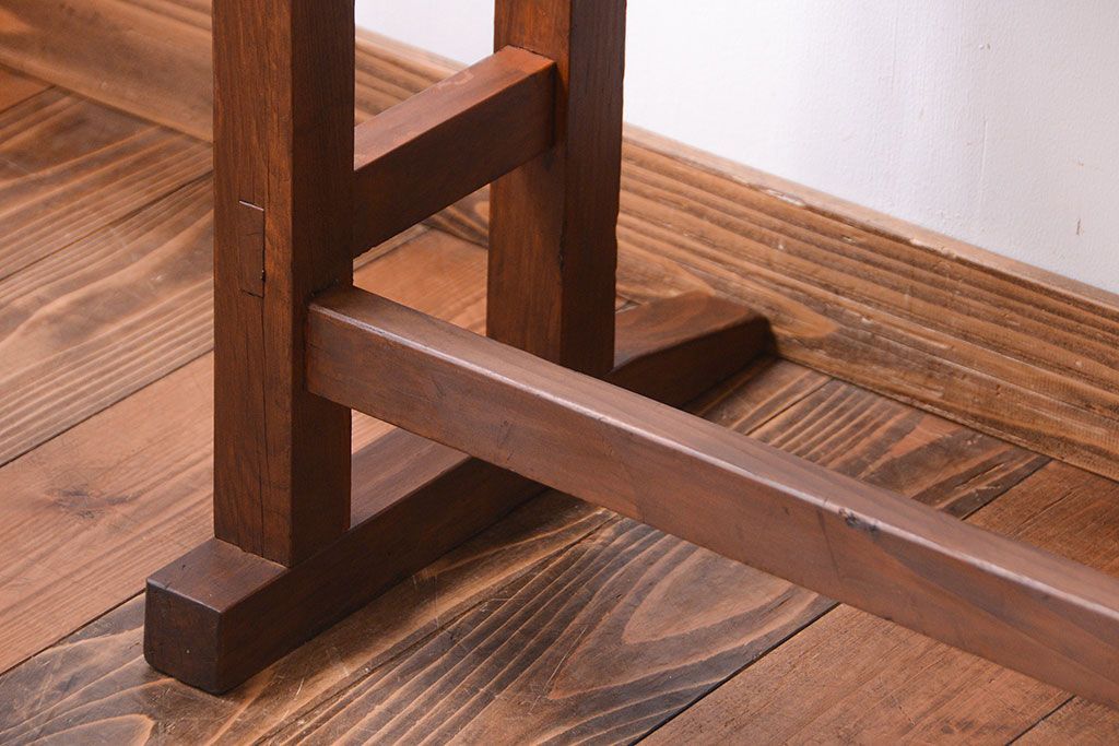 レトロ家具　和製アンティーク　古い学校のレトロな横長テーブル(作業台)(2)