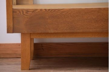 レトロ家具　昭和レトロ　古いナラ材の脚付き特大ガラスケース(ショーケース)(2)