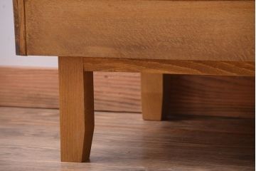 レトロ家具　昭和レトロ　古いナラ材の脚付き特大ガラスケース(ショーケース)(2)