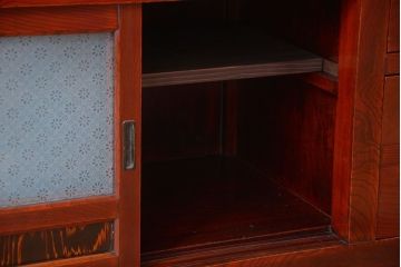 アンティーク家具　古民具・骨董　六尺　デザインガラスがモダンでお洒落な水屋箪笥テレビボード