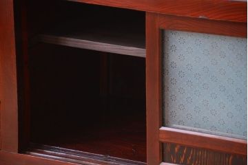 アンティーク家具　古民具・骨董　六尺　デザインガラスがモダンでお洒落な水屋箪笥テレビボード