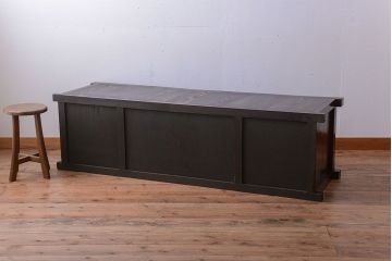 アンティーク家具　古民具・骨董　六尺　デザインガラスがモダンでお洒落な水屋箪笥テレビボード