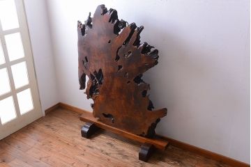 アンティーク雑貨　古民具・骨董　高級品!栃一枚板の和風パーテーション(衝立て)(定価約60万円)
