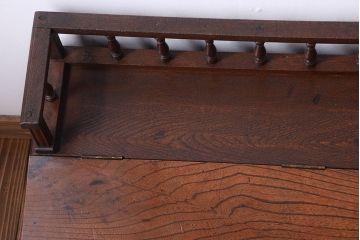 アンティーク家具　大正ロマン　古い栓材のアンティーク帳場机(片袖机)