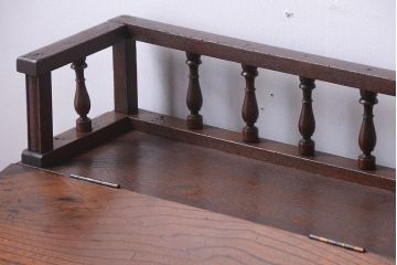 アンティーク家具　大正ロマン　古い栓材のアンティーク帳場机(片袖机)
