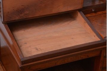 アンティーク家具　大正ロマン　古い栓材のアンティーク帳場机(片袖机)