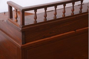 アンティーク家具　大正ロマン　古い栓材のアンティーク帳場机(片袖机)