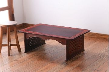アンティーク家具　古民具・骨董　古い杉材!意匠の凝ったアンティーク平机
