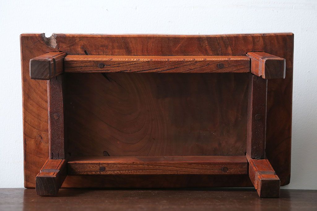 アンティーク雑貨　和製アンティーク　小さな総欅材の花台