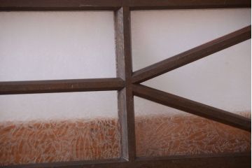 和製アンティーク　結霜ガラス入りのモダンな欄間(明り取り)