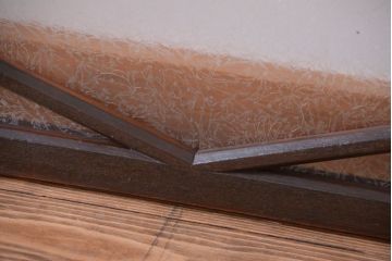 和製アンティーク　結霜ガラス入りのモダンな欄間(明り取り)