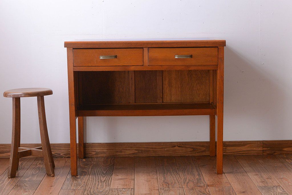 レトロ家具　昭和レトロ　古い木製のアンティーク平机