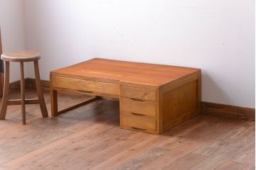 レトロ家具　昭和レトロ　シンプルで小さなアンティーク片袖机(文机)