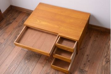 レトロ家具　昭和レトロ　シンプルで小さなアンティーク片袖机(文机)