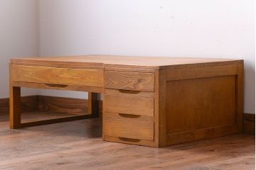 レトロ家具　昭和レトロ　シンプルで小さなアンティーク片袖机(文机)