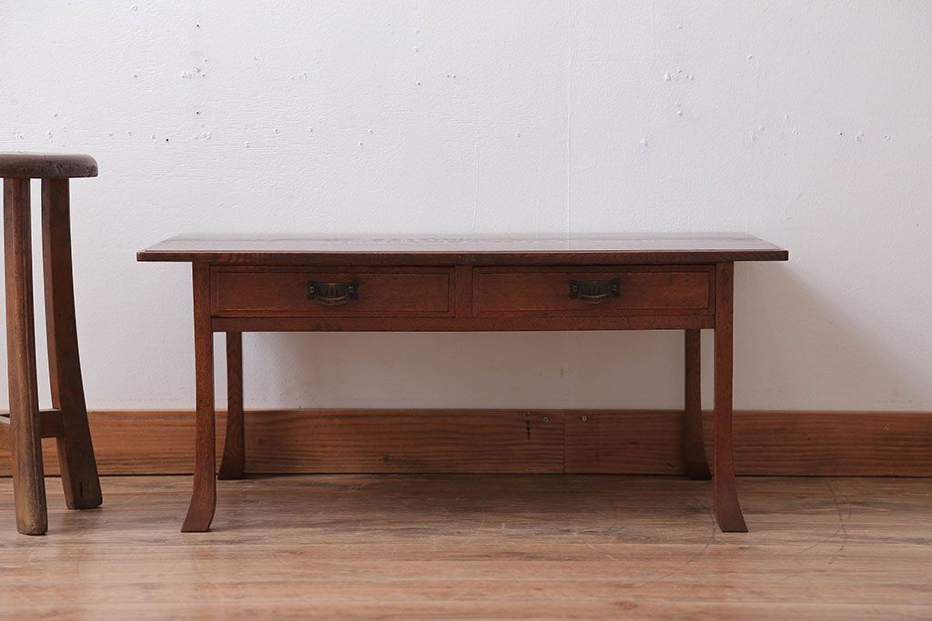 アンティーク家具　古民具・骨董　高級品!古いナラ材のアンティーク平机