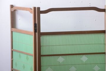 和製アンティーク　爽やかな色が魅力の和風衝立て(パーテーション)