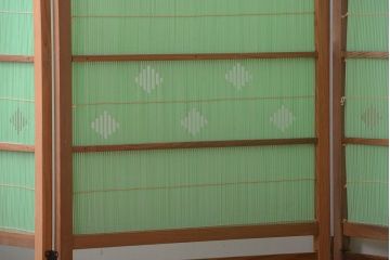 和製アンティーク　爽やかな色が魅力の和風衝立て(パーテーション)