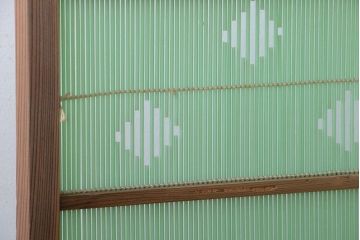和製アンティーク　爽やかな色が魅力の和風衝立て(パーテーション)