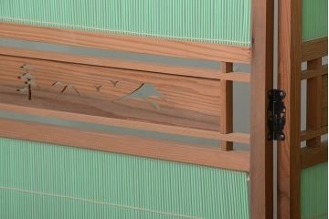 和製アンティーク　爽やかな色が魅力の和風衝立て(パーテーション)