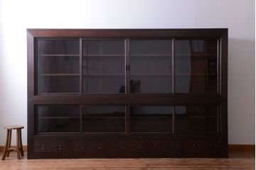 アンティーク家具　和製アンティーク　特大サイズ!前面檜材の高級重ね収納戸棚