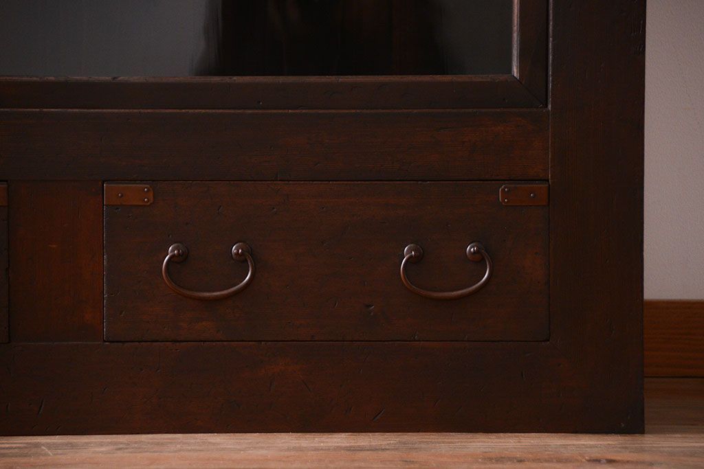 アンティーク家具　和製アンティーク　特大サイズ!前面檜材の高級重ね収納戸棚