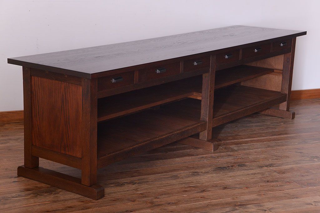 アンティーク家具　和製アンティーク　特大サイズ!骨太で重厚な古い木製の作業台(カウンターテーブル)