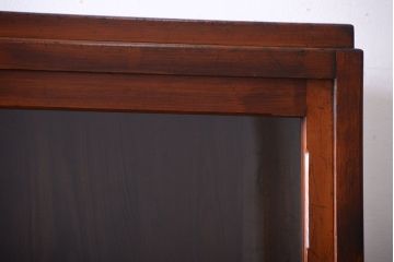 アンティーク家具　和製アンティーク　引き出し4杯付き!下段モールガラス戸の重ね収納戸棚