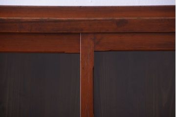 アンティーク家具　和製アンティーク　引き出し4杯付き!下段モールガラス戸の重ね収納戸棚